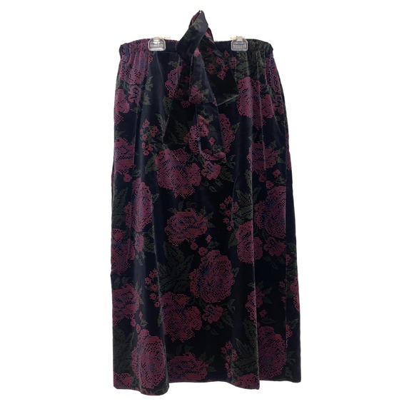 Dresses & Skirts - Vintage Tumbleweeds Skirt Velvet Floral Rose Lined Long Modest Belt EUC Sz 32